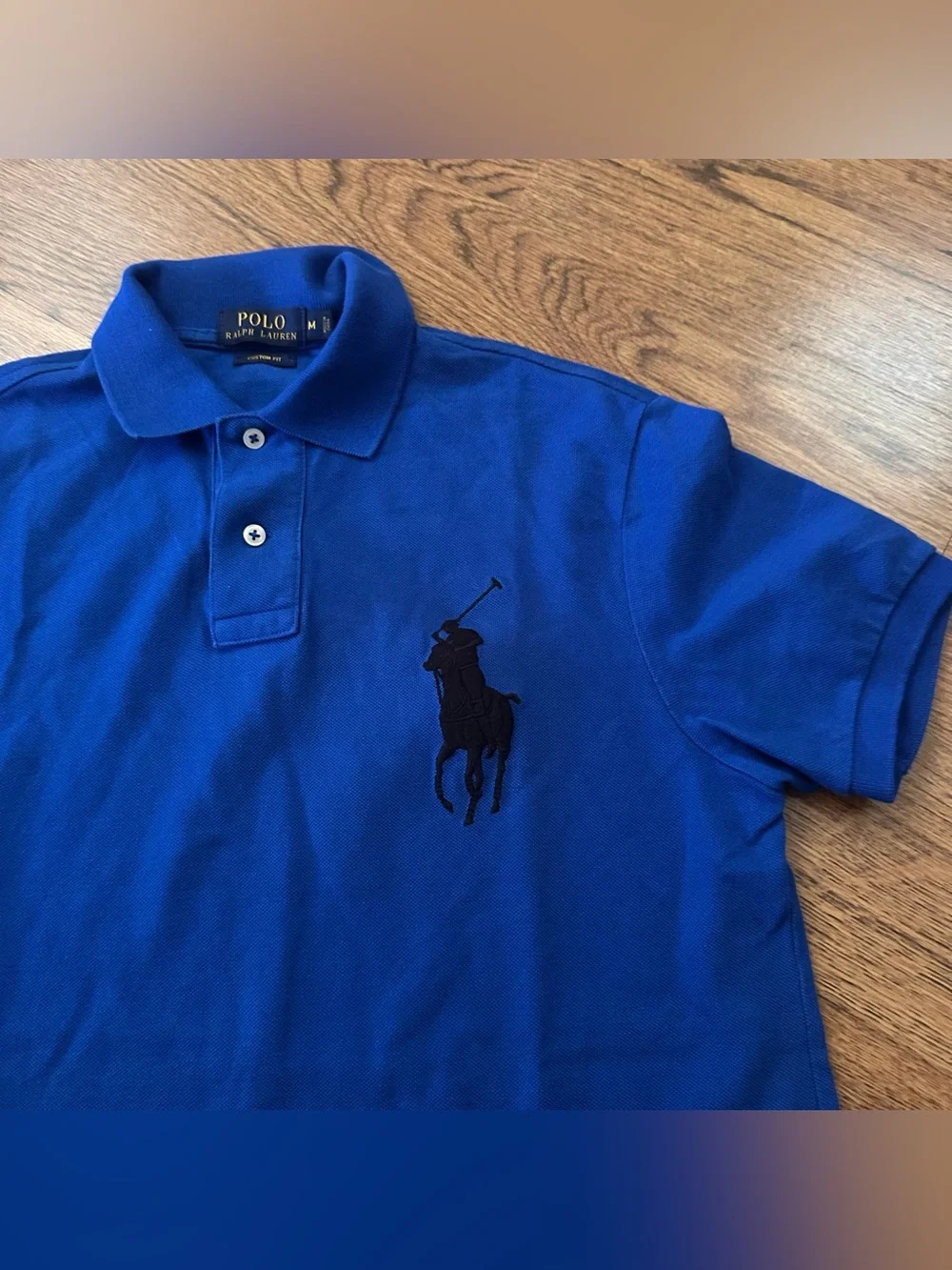 Ralph Lauren Men’s Royal Blue Polo Black Pony short sleeve custom fit medium